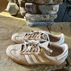 adidas Beige/Gold Leather Sneakers